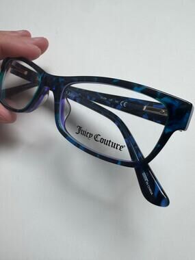 NEW Juicy Couture 236 Havana Blue Rectangle Eyeglasses